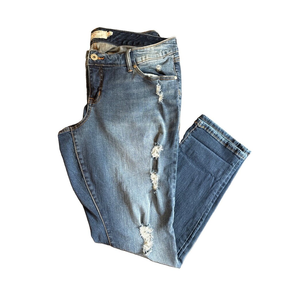 Torrid | 16 Women's Boyfriend Jeans Blue Distressed Stretch Denim